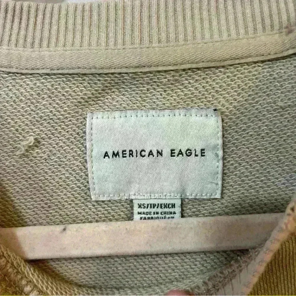 American Eagle Ivory Beige Tan Pullover Oversized Crewneck Sweater Size X-Small - Picture 2 of 4